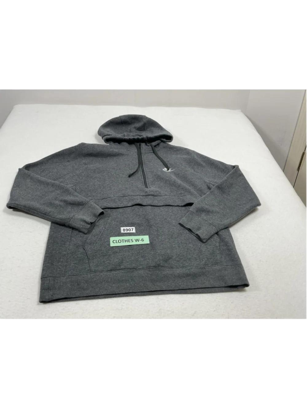 Unisex Adult Excellent Nike Pullover Hoodie Large Gray 1/4 Zip Long Sleeve